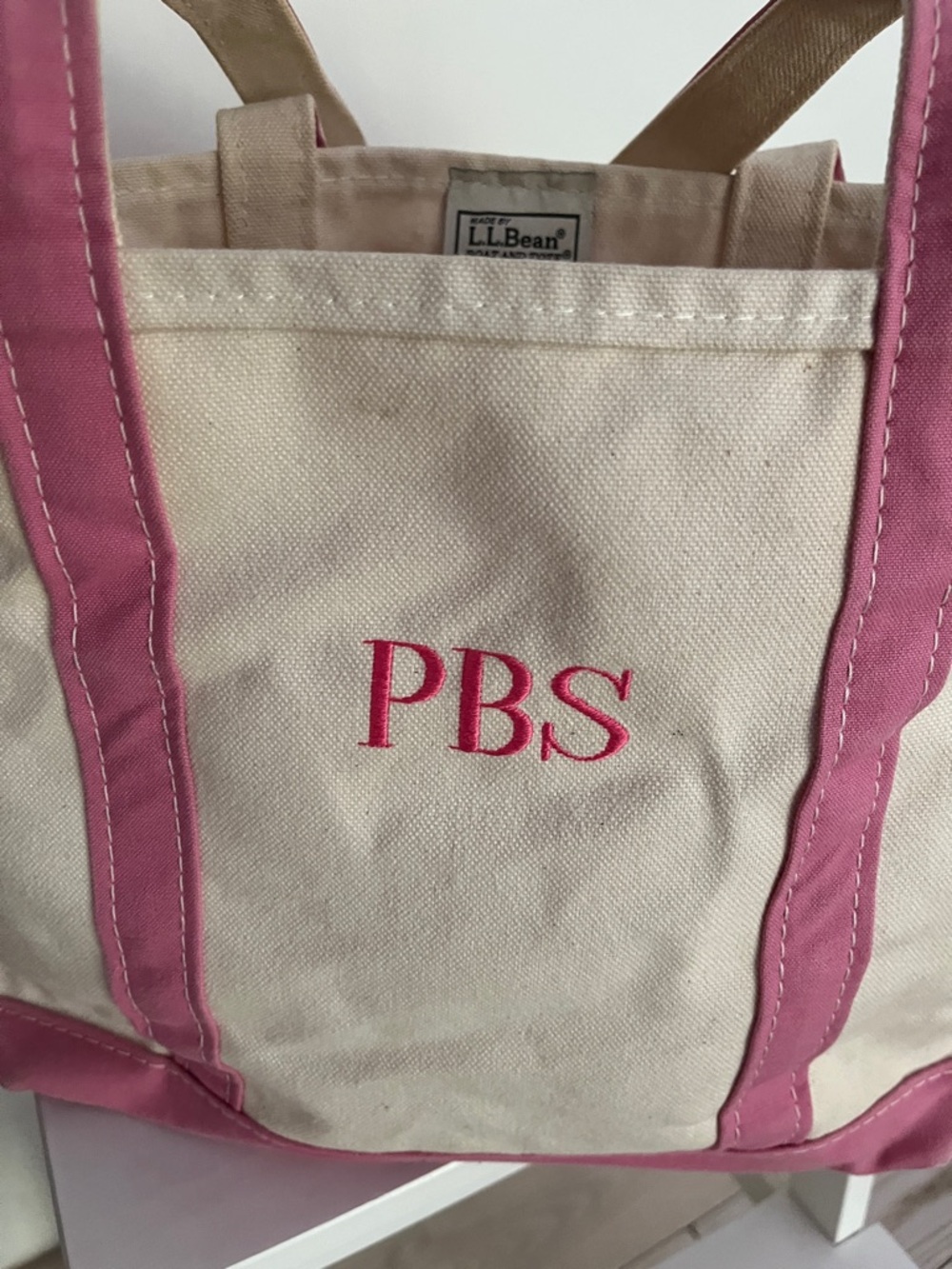 Canvas Tote Bag with Pink Trim - classic Bean boat & tote - Picture 6 of 7